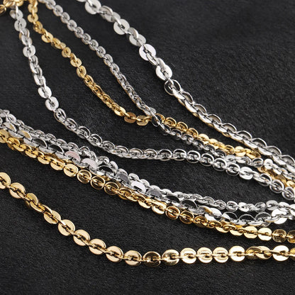 D512 Fashion Stainless Steel Chain 18k Gold Plated Unique Shape Necklace Bracelet Making Chain for Diy Jewelry