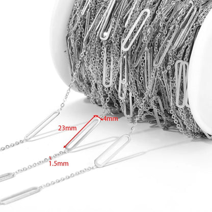 E793 Bulk Permanent Jewelry Chains Waterproof Stainless Steel Gold Beaded Paper Clip Chains