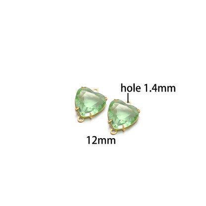 12mm Stainless Steel Gold Plated Double Hole Love Heart Crystal Charm Pendant for Jewelry Necklace Making Jewelry Accessories