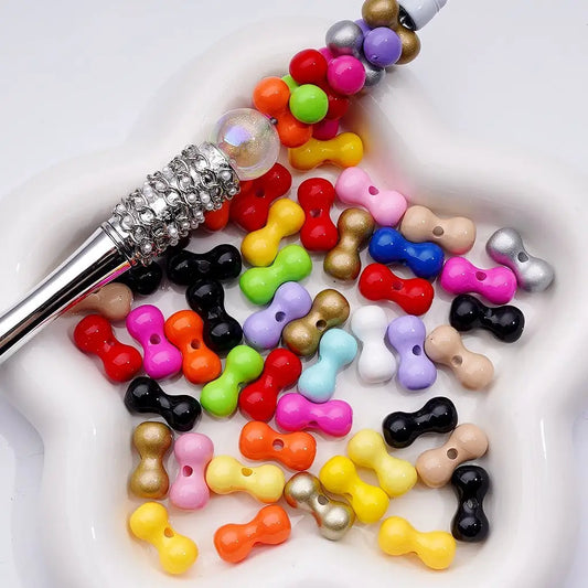 Smooth Multi-Color Bone Shape Acrylic Spacer Beads for DIY Pen Decoration and Jewelry Making
