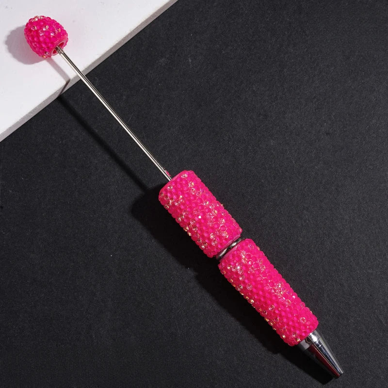 Luminous Fluorescent Beadable Clay Pens Full Covered Rhinestone Ballpoint Pens for Beadable Pen Keychain DIY Bulk Craft Supplies