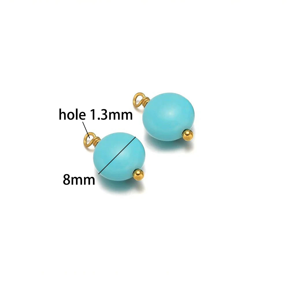 Handmade Stainless Steel 18K Gold Plated 8mm Natural Stone Charm Pendant for Jewelry Necklace Making Wholesale