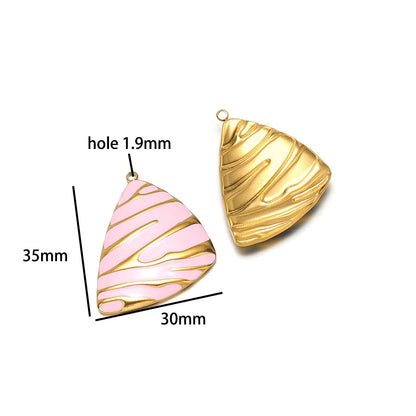 New Fashion 18k Gold Plated Stainless Steel Enamel Irregular Stripe Triangle Charm Pendant for Handmade Necklace Jewelry Making