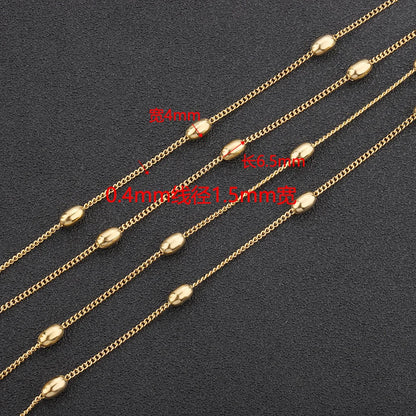 B1591High Quality Gold Silver Beads Chain Ins Hot Necklace Chain Stainless Steel Accessory
