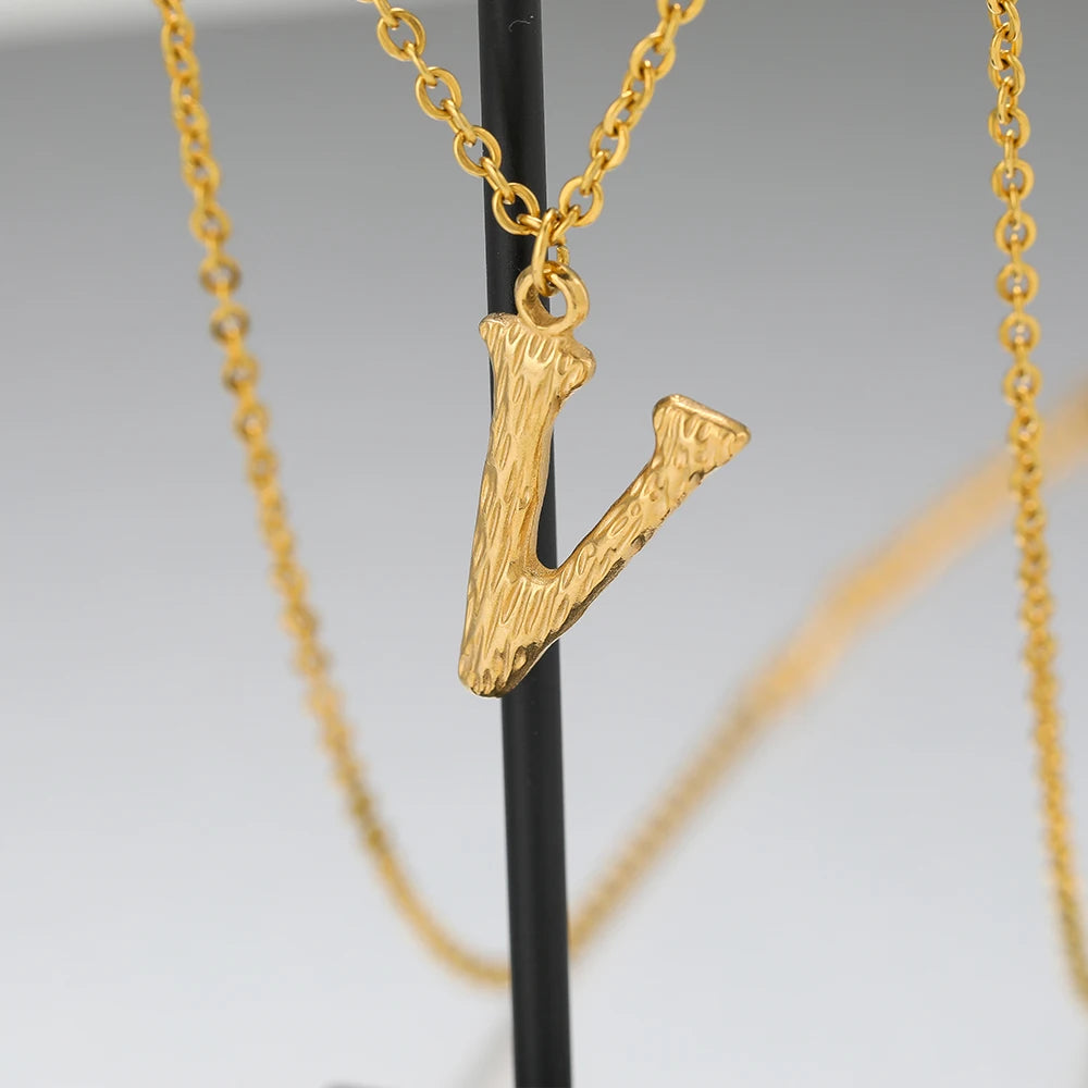 Fashion Stainless Steel 18k Gold Plated 26 Letter Alphabet Initial Charm Pendant for Jewelry Making Wholesale