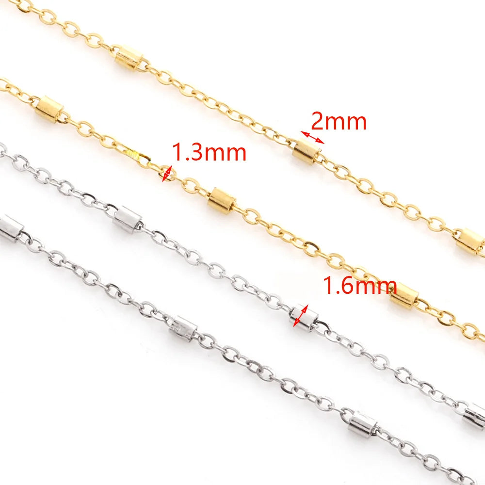 A2476 Fashion 18k Gold Stainless Steel Chain Bulk Beads Beaded Link Necklace Bracelet Jewelry Making Diy Wholesale