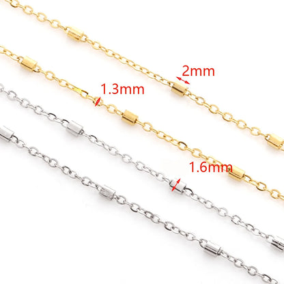 A2476 Fashion 18k Gold Stainless Steel Chain Bulk Beads Beaded Link Necklace Bracelet Jewelry Making Diy Wholesale