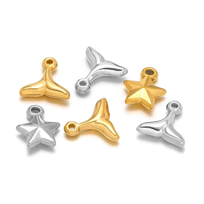 Special Design 18k Gold Plated Stainless Steel Fishtail Star Charm Pendant for Jewelry Making Accessories