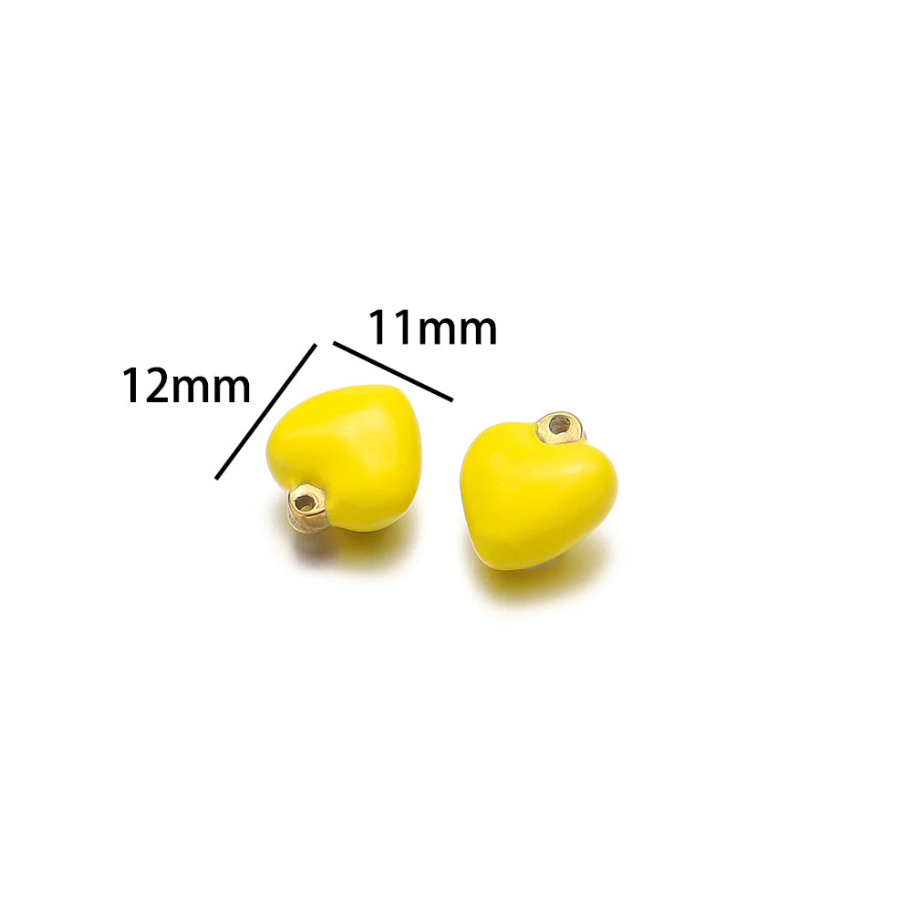 304 Stainless Steel Gold Plated Colorful  Minimalist Heart Enamel Charm Pendants for Necklace Making