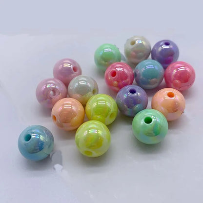 Hot Sale 500G/bag Acrylic Beads AB Plating Plastic Round Loose Beads for Mobile Phone Chain Bracelet Jewelry Making