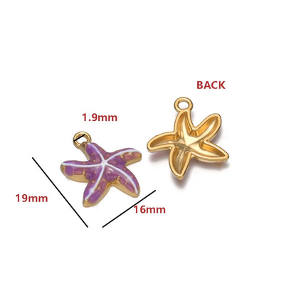 High Quality Jinrou 18K Gold Plated Stainless Steel Enamel Starfish Shape Pendant for Necklace and Earrings Jewelry Making
