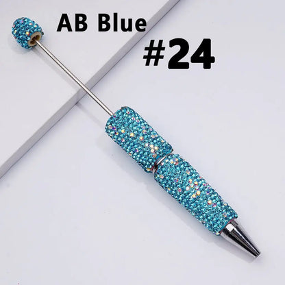 Full Rhinestone Beadable Clay Ballpoint Pens - DIY Beaded Plastic Pen for School Office Gift