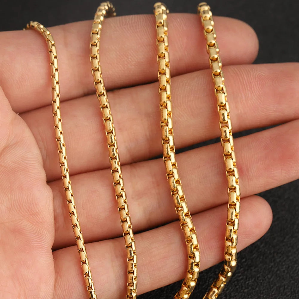 D383 Non Tarnish Stainless Steel Chain Bulk Roll 18k Gold Plated Necklace Bracelet Anklet Making Diy Chain