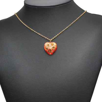 Wholesale Gold Tone Heart Charms with Rhinestones Enamel Pendants for DIY Jewelry Making Vintage Love Necklace Supplies