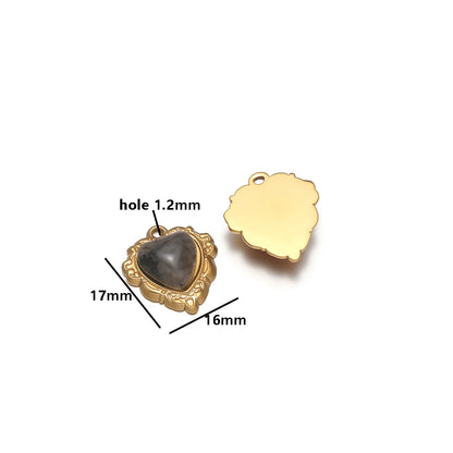 Wholesale Hot Selling 304 Stainless Steel 18k Pvd Gold Plated Heart Crystal Charm Pendant for Jewelry Necklace Making