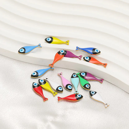 Fashion Jewelry 18k Gold Plated Stainless Steel enamel fish Charm Pendant for Jewelry Necklace Making Accessories