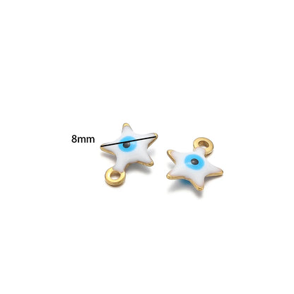 20pcs/bag  Stainless Steel 18K Gold Plated Colorful Enamel Round Star Charms Pendant for Jewelry Findings & Components
