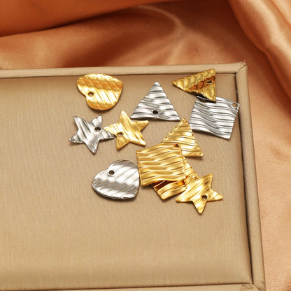 Wholesale Stainless Steel  Gold Plated Heart Rhomboid Five-pointed Star Triangle Charms for Jewelry Necklace Earring  Making