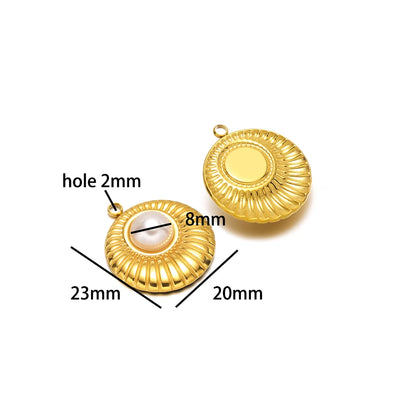 Hot Sale Fashion 18k Gold Plated Stainless Steel Pearl Flower Irregular Shape Charm Pendant for DIY Necklace Jewelry Making