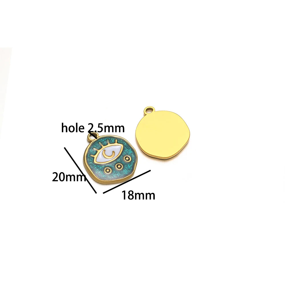 Design Dainty Enamel Eye Stainless Steel 18K Gold Plated Zircon Eyes Charm Pendant for Jewelry Earring Necklace Making