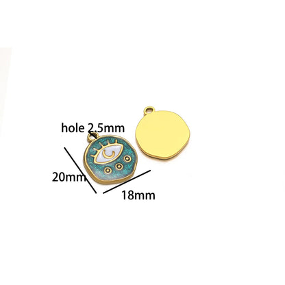 Design Dainty Enamel Eye Stainless Steel 18K Gold Plated Zircon Eyes Charm Pendant for Jewelry Earring Necklace Making