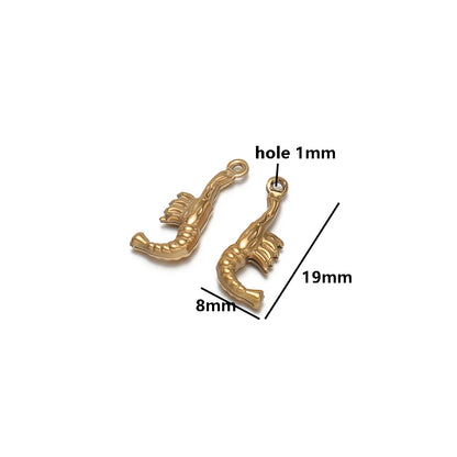 20pcs/bag Stainless Steel 18k Gold Plated Hollow Starfish Lobster Fish Shell Charms Pendant for DIY Jewelry Necklace Making