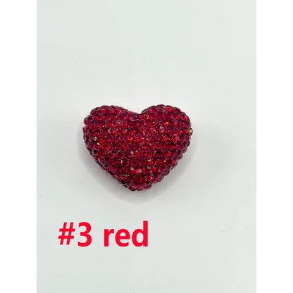Solid Heart Clay Focal Beads Inlaid Shiny Rhinestones Decorative Loose Beads DIY for Pen Bracelet Craft Zhejiang Wholesale