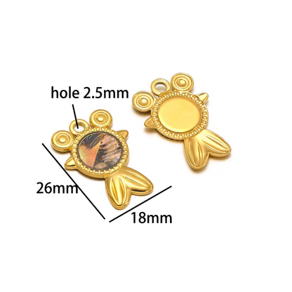Wholesale 18k Gold Plated Stainless Steel Drip-oil Heart Coconut Tree Square Conch Charm Pendant for Women Jewelry Making