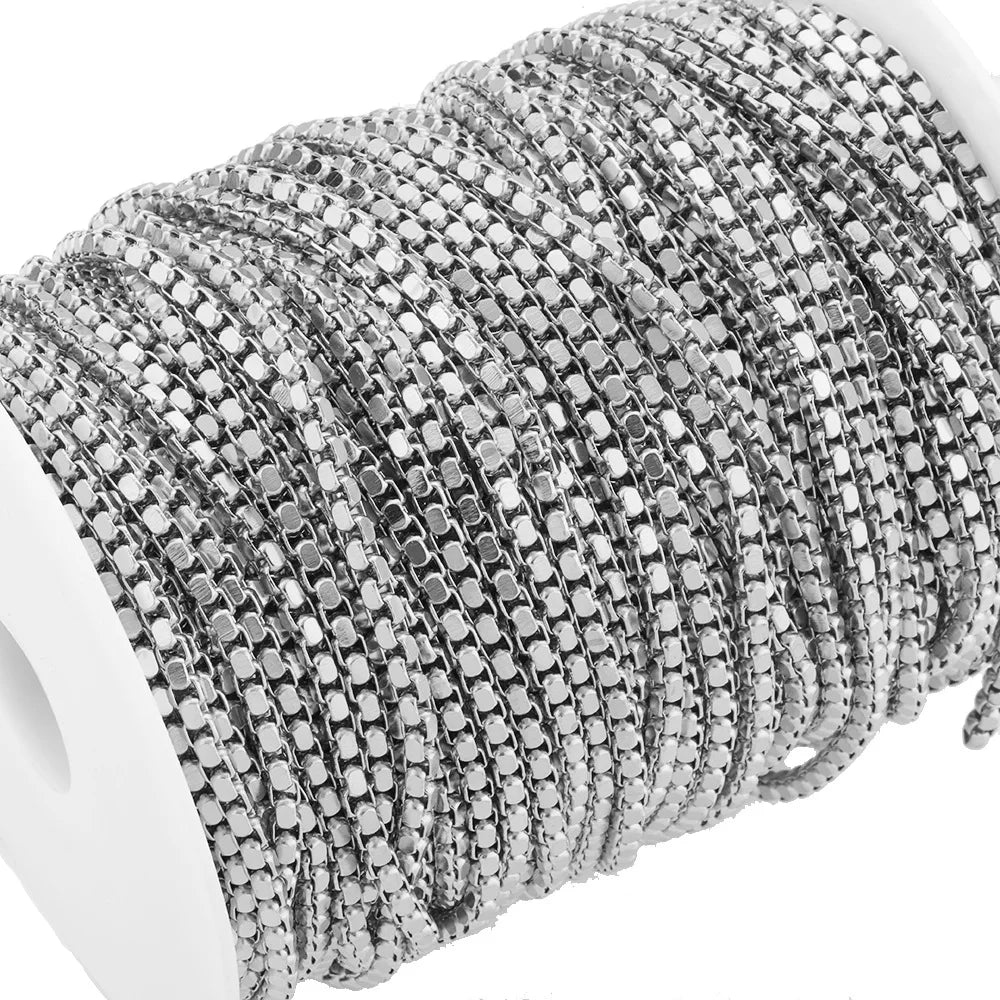 B4791 Waterproof Stainless Steel Chain 18k Gold square Chain Bulk Chain for Jewelry
