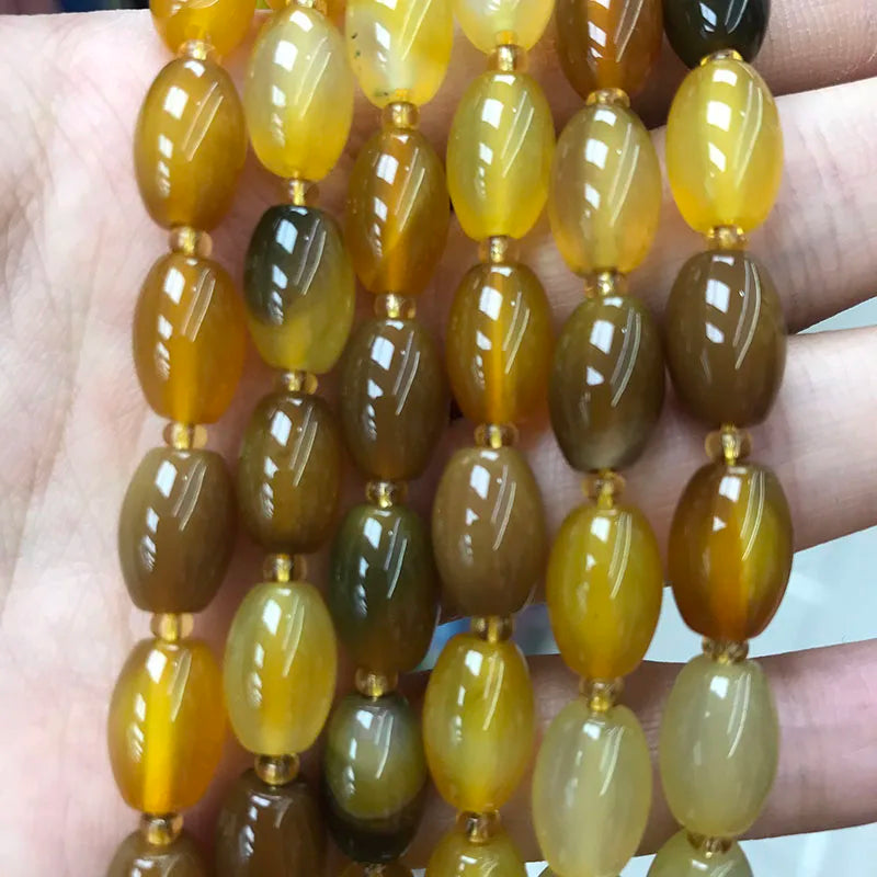 New Natural 8x12mm Rice Dyed Rainbow Colorful Agate Loose Bead, Mutil-color Agate Tourmaline for DIY Women Jewelry Making