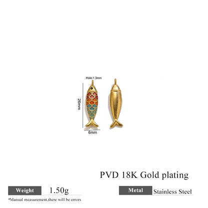 304 Stainless Steel Enamel Small Fish Pendants Multiple Styles Colorful Cartoon-shaped Charms DIY Necklaces