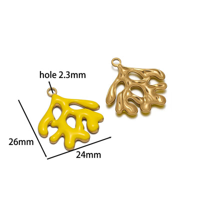 New Fashion Stainless Steel 18k Gold Plated Oil Drop Coral Charm Pendant for Jewelry Necklace Making Accessories