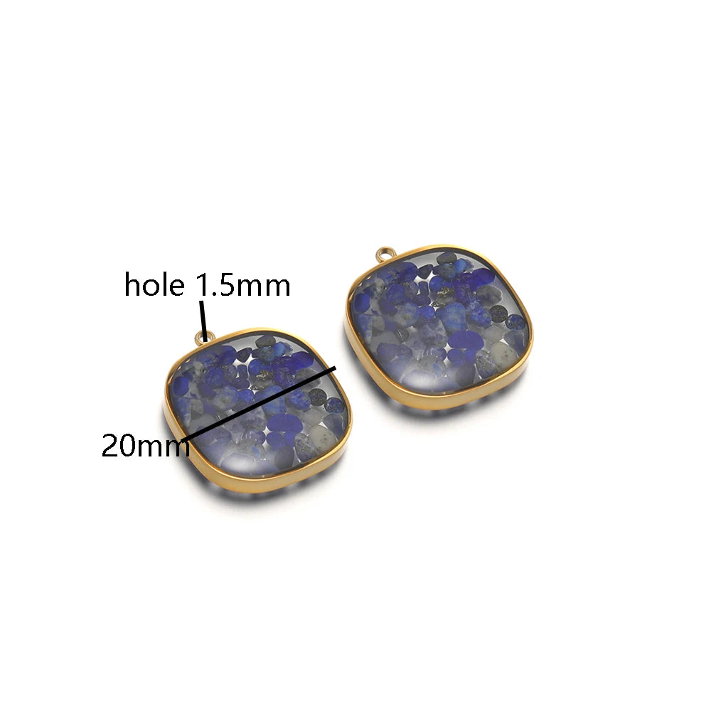 Drop Oil Jewelry 18k Gold Plated Stainless Steel square Transparent Mirror Painting Charm Pendant for Necklace Jewelry Making