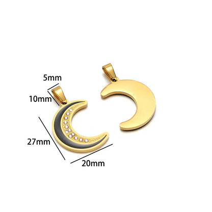 Exquisite Stainless Steel Gold Plated Dripping Oil Eyes Heart Moon Charm Pendant for DIY Jewelry Making Wholesale