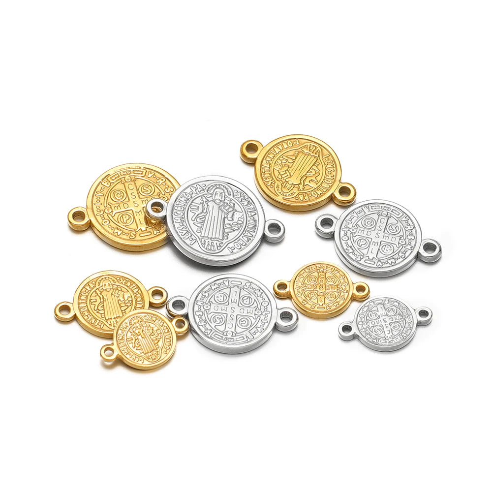 Unisex Religious Ornament Stainless Steel Gold Plated Double Hole Jesus Charm Pendant for Jewelry Making Wholesale