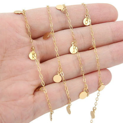 A1190 Fashion Round Tassel Rosary 18k Gold Plated Stainless Steel Chain Necklace Diy Jewelry Bulk Chain Accessory