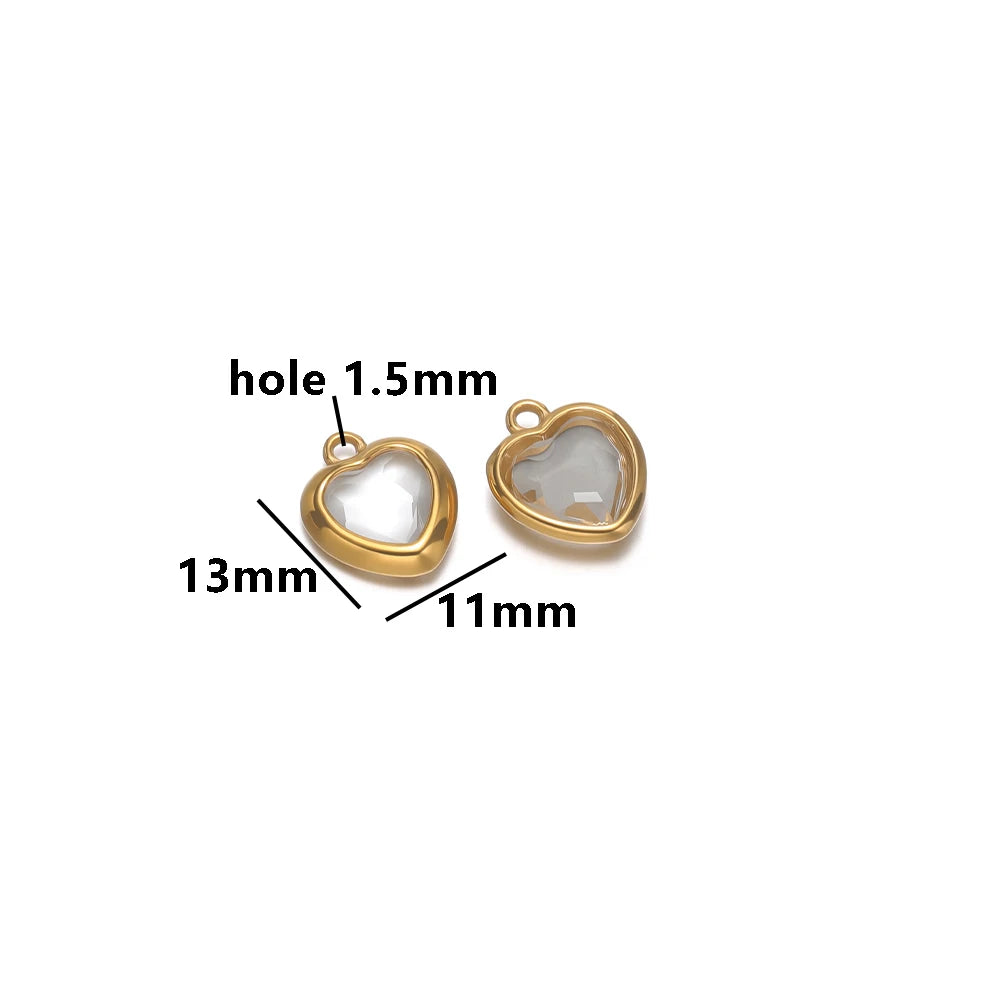 Fashion Stainless Steel 18k Pvd Gold Plated Heart Shaped Charms Pendant for DIY Jewelry Necklace Making