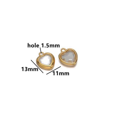 Fashion Stainless Steel 18k Pvd Gold Plated Heart Shaped Charms Pendant for DIY Jewelry Necklace Making