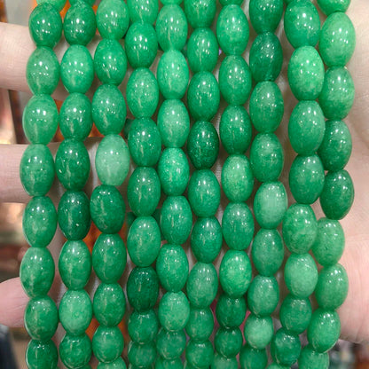 New Natural 8x12mm Rice Dyed Rainbow Colorful Jade Loose Bead, Mutil-color Jade Tourmaline Beads for DIY Women Jewelry Making