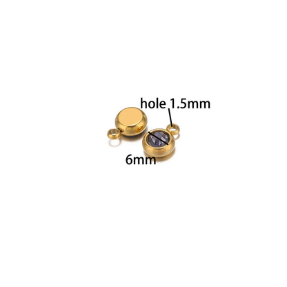 Hot Sale Colorful Pendant 304 Stainless Steel 18k Gold Plated 6mm Crystal Bead Charm Pendants for DIY Necklace Bracelet Making