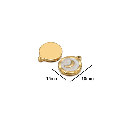 High Polish 304 Stainless Steel 18k Gold Plated Enamel Star Moon Heart Lightning Charm Pendant for Jewelry Necklace Making