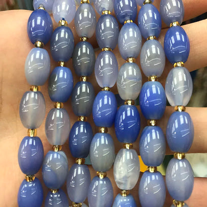 New Natural 8x12mm Rice Dyed Rainbow Colorful Agate Loose Bead, Mutil-color Agate Tourmaline for DIY Women Jewelry Making