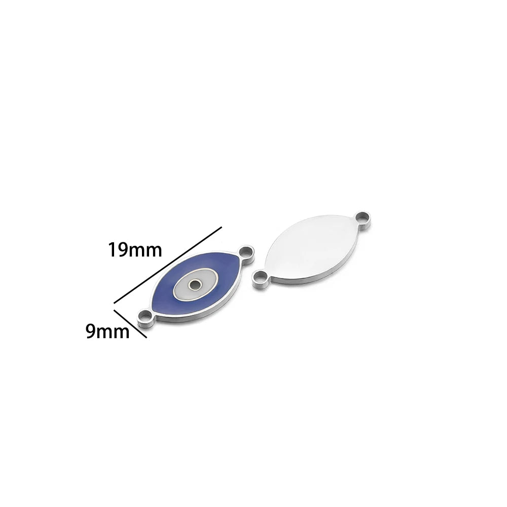 European American Style Stainless Steel Gold Plated Enamel Heart Eye Butterfly Charm Pendant for Jewelry Necklace Making