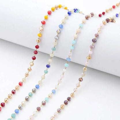 B3665 Multi Color Crystal Bead Chain Gold Plated Rosary Chain Necklace Chain Making Machine