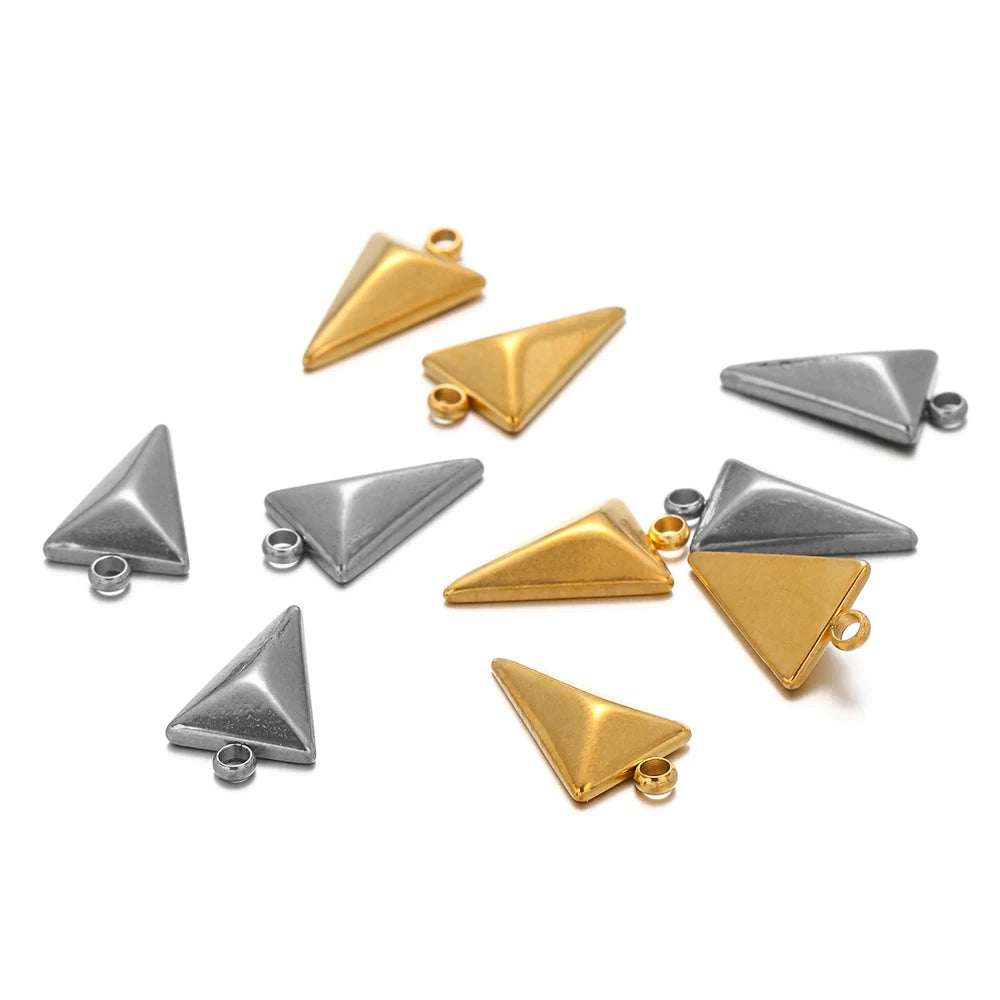 Wholesale Geometric Charm Stainless Steel 18k Real Gold Plated Triangle Charm Pendant for Jewelry Making