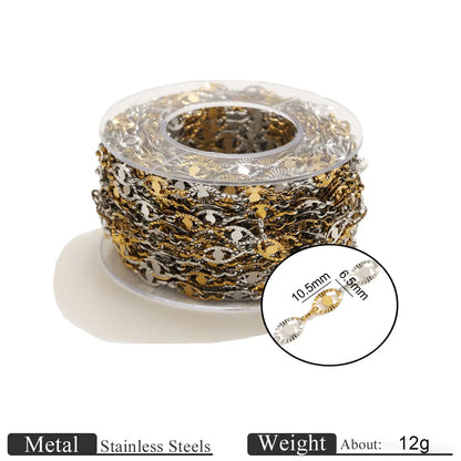 D1060 Two Tones Gold Silver Mixed Stainless Steel Chain Heart Oval Rope Paper Clip Chains PVD 18K Gold Plated for Jewelry DIY