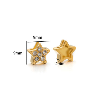 Non Tarnish Stainless Steel 18k Gold Plated Moon Star Cross Zircon Charm Pendant for Jewelry Necklace Making Accessories