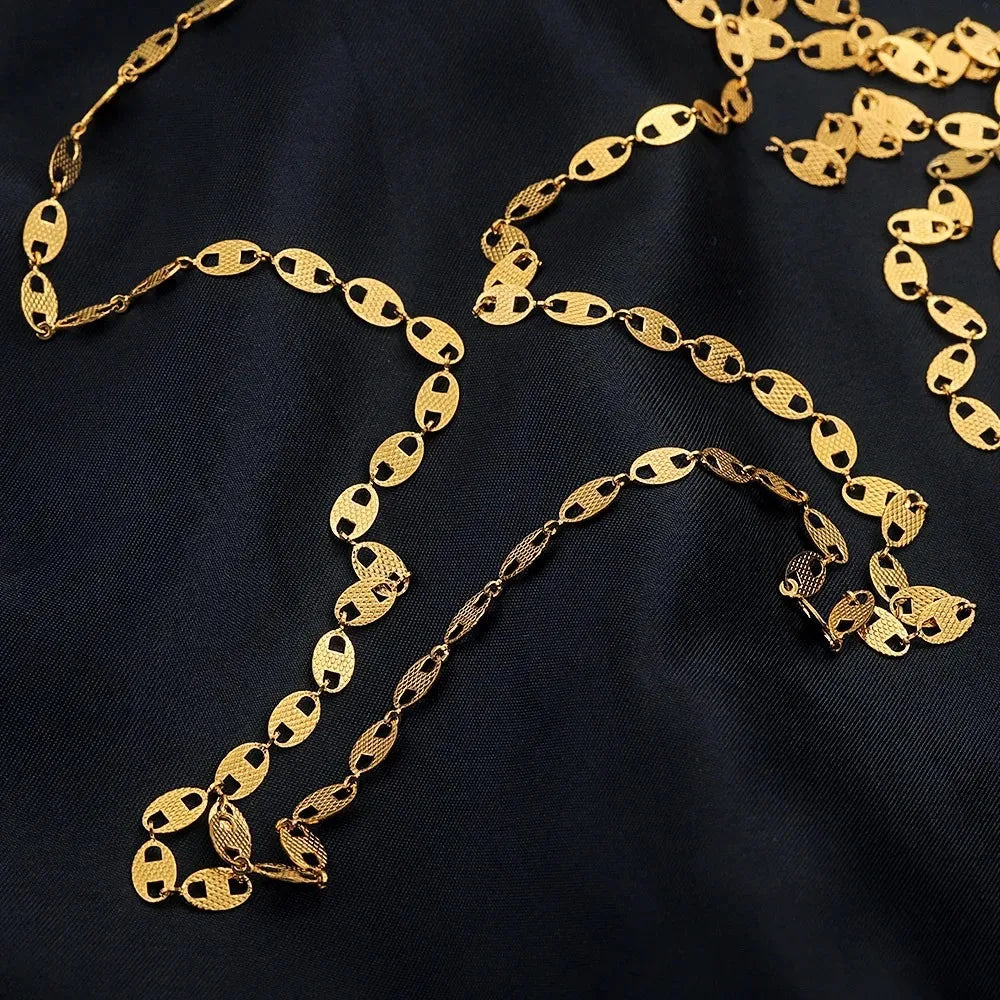 A2344 Fashion 18k Gold Stainless Steel Chain Bulk Pig Nose Coffee Bean Shape Link Chain for Necklace Bracelet Making