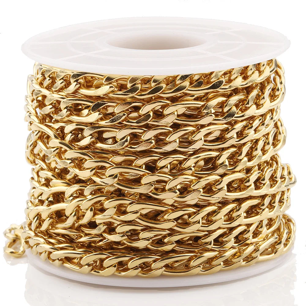 A8402 Non Tarnish 18k Gold Chain Stainless Steel Chain Jewelry for Necklace Bracelet Making Diy Jewelry Accessory