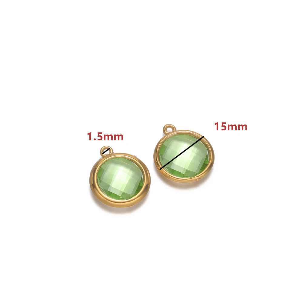 18K Gold Plated Stainless Steel Enamel Round Pendant Findings for Necklace Earrings Garment Making